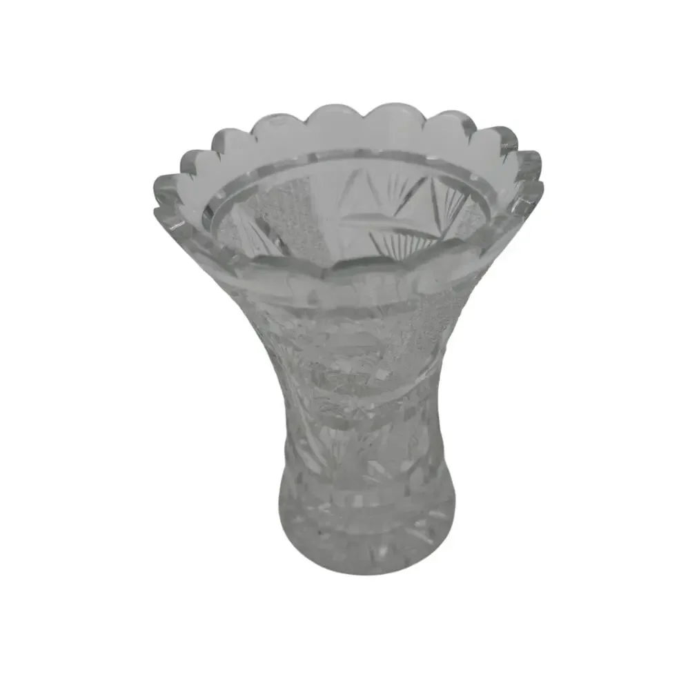 Antique ABP McKee Glass Innovation Corset Vase Cut Floral EAPG 5.5